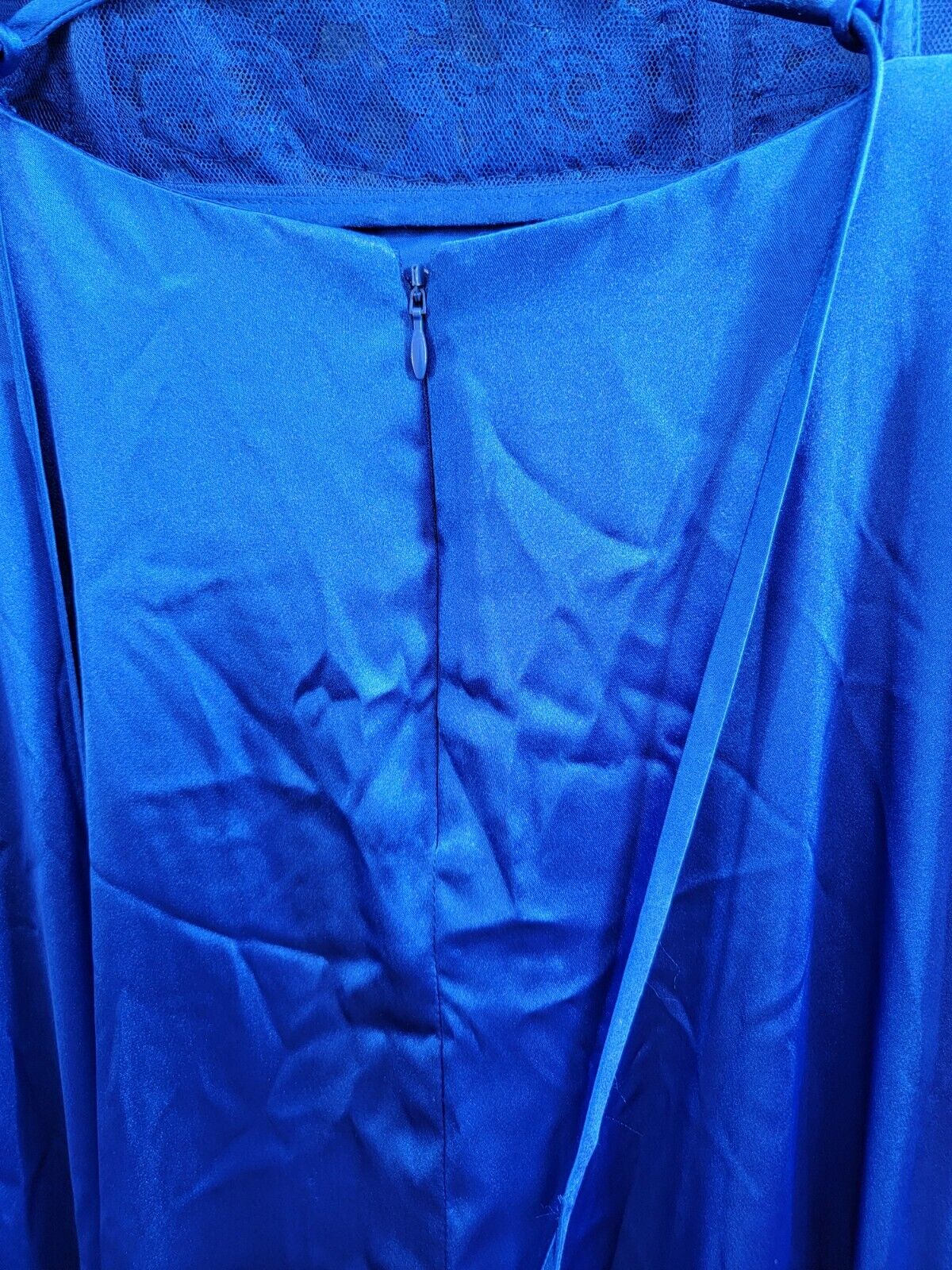 Blondie Nites Sequin-Bodice Sleeveless Gown Juniors' 11 Rotal Blue Lace Zip Back - Picture 11 of 16