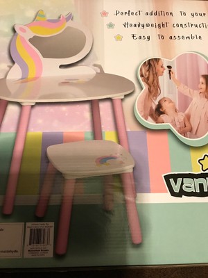 unicorn vanity table and stool set