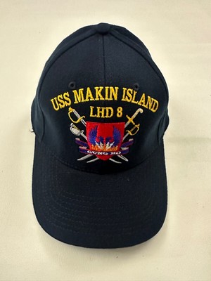 The Corps USS Makin Island LHD 8 Logo Blue Fitted Baseball Cap Hat Size L/XL
