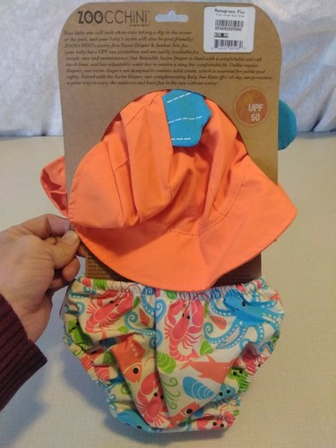 Zoocchini Swim Diaper And Sun Hat Set 12-24 Months NWT Large