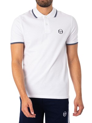 

Мужская рубашка-поло в полоску с воротником Sergio Tacchini, белая, Белый, STM38712-000