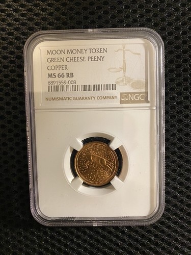 Moon Money Green Cheese Penny NGC MS66 RB - NGC Error Label