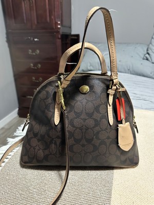 Coach Peyton Signature Domed Cora Satchel in Brown & Tan - Style 26184