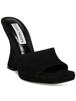 

STEVE MADDEN Женские черные кожаные сандалии без шнуровки Lipa с квадратным носком, 8 м, Черный, LIPA01S1