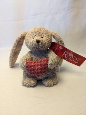 Russ & Berrie Co Bean Bag Rabbit With Heart & Floppy Ears Plush