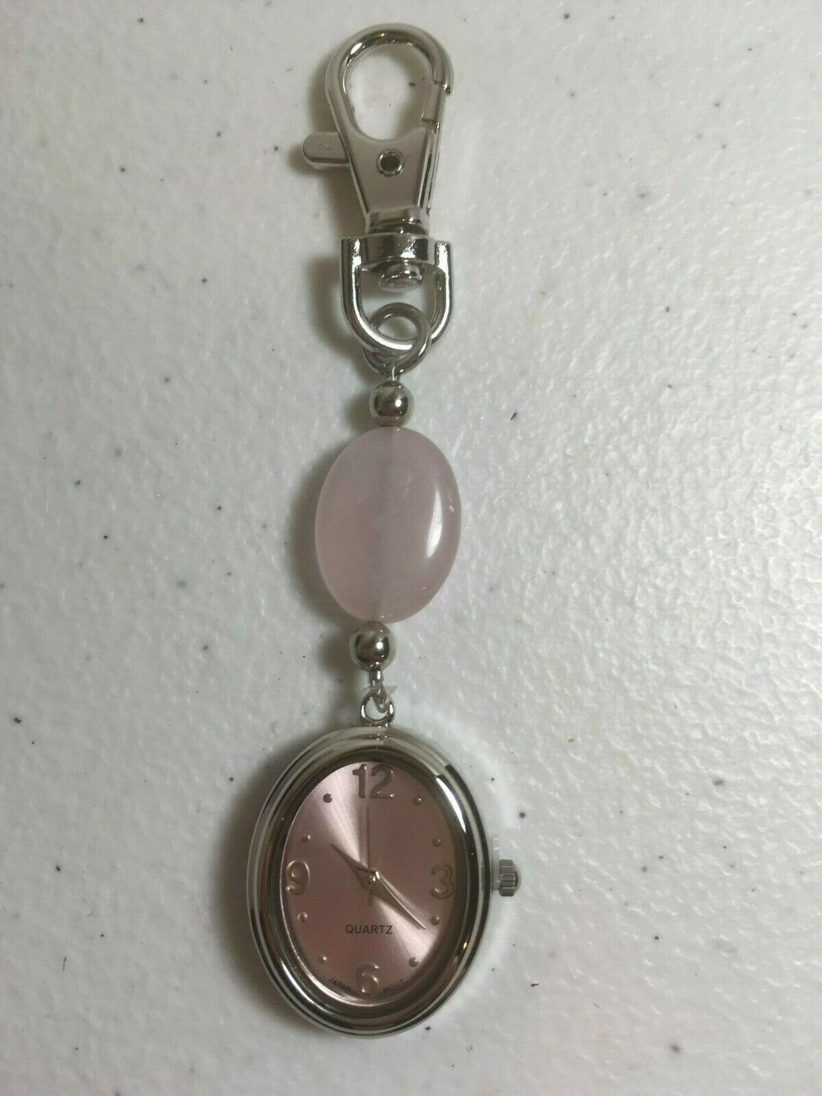 CLIP WATCH Rose Quartz Love AVON New Battery WORKS GREAT Nurse Watch