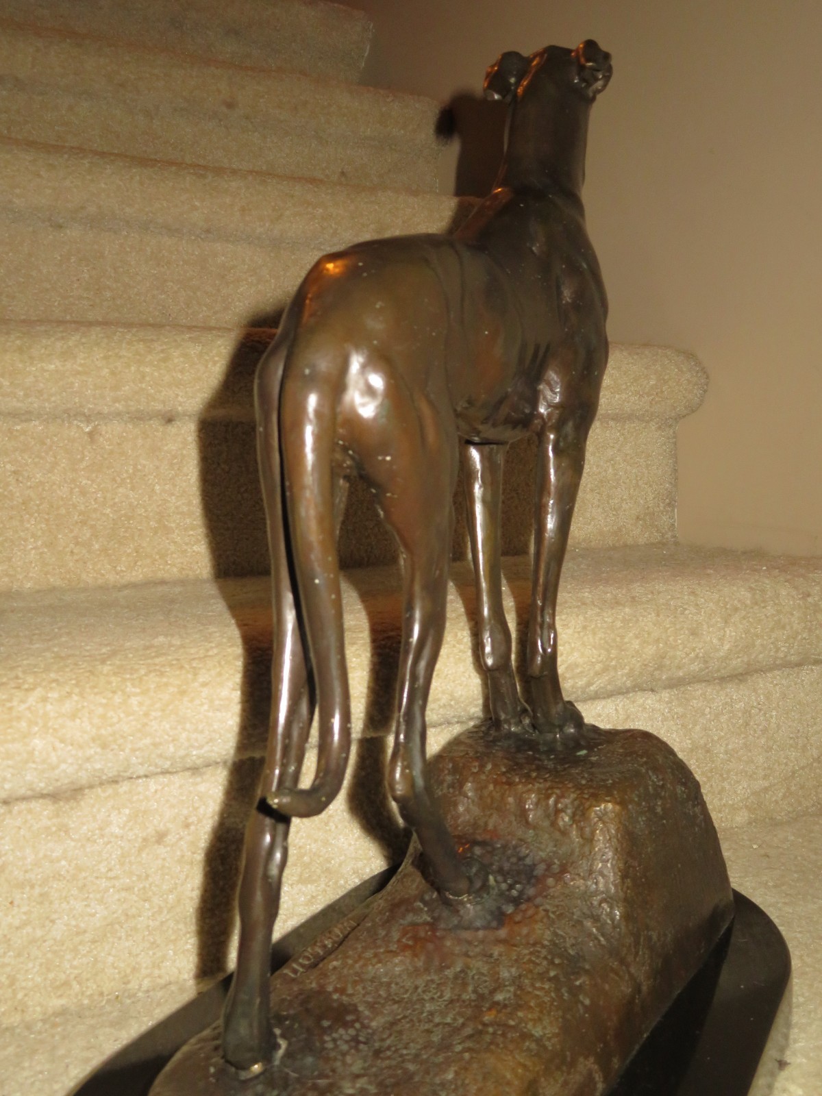 Vintage MASSON Signed GREYHOUND Dog BRONZE SCULPTURE~Marble Base 45 lbs. SUPERB!