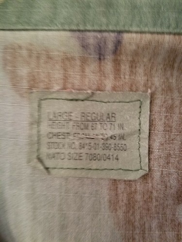 ARMY Surplus US Military Woodland Camo Shirt BDU Large Regular 8415-01-390-8550