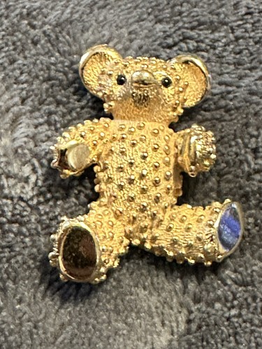 【ひろ】HARPO Bear Brooch Batya-Gold-Tone-Articulated-