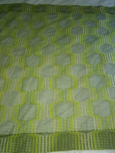 Midcentury Valance fabric green yellow see though Vintage