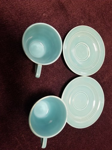 Vintage Homer Laughlin Harlequin Cup And Saucer - set of 2