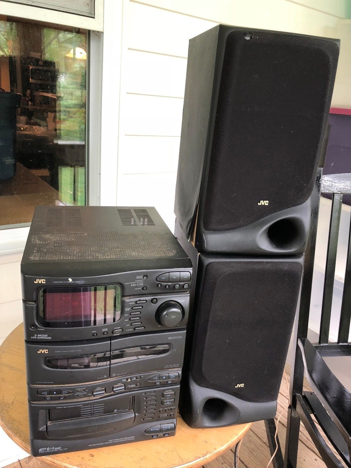 JVC Stereo Receiver Model CA-C33BK with speakers--AS PARTS ONLY