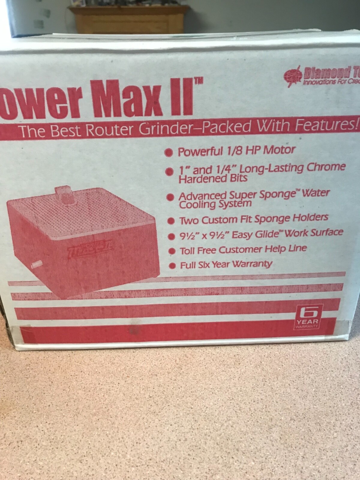 New Diamond Tech Power Max II Glass Grinder with 1/4” & 1” Grinder Bits