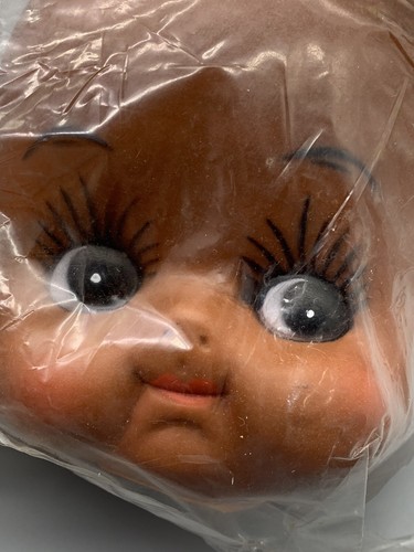 Vintage Fibre Craft Black Cupid 5 inch Rubber Kewpie Baby Doll Head NOS