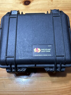Black Pelican 1200 Hard Case With Foam Water Tight Sealing Locking Box