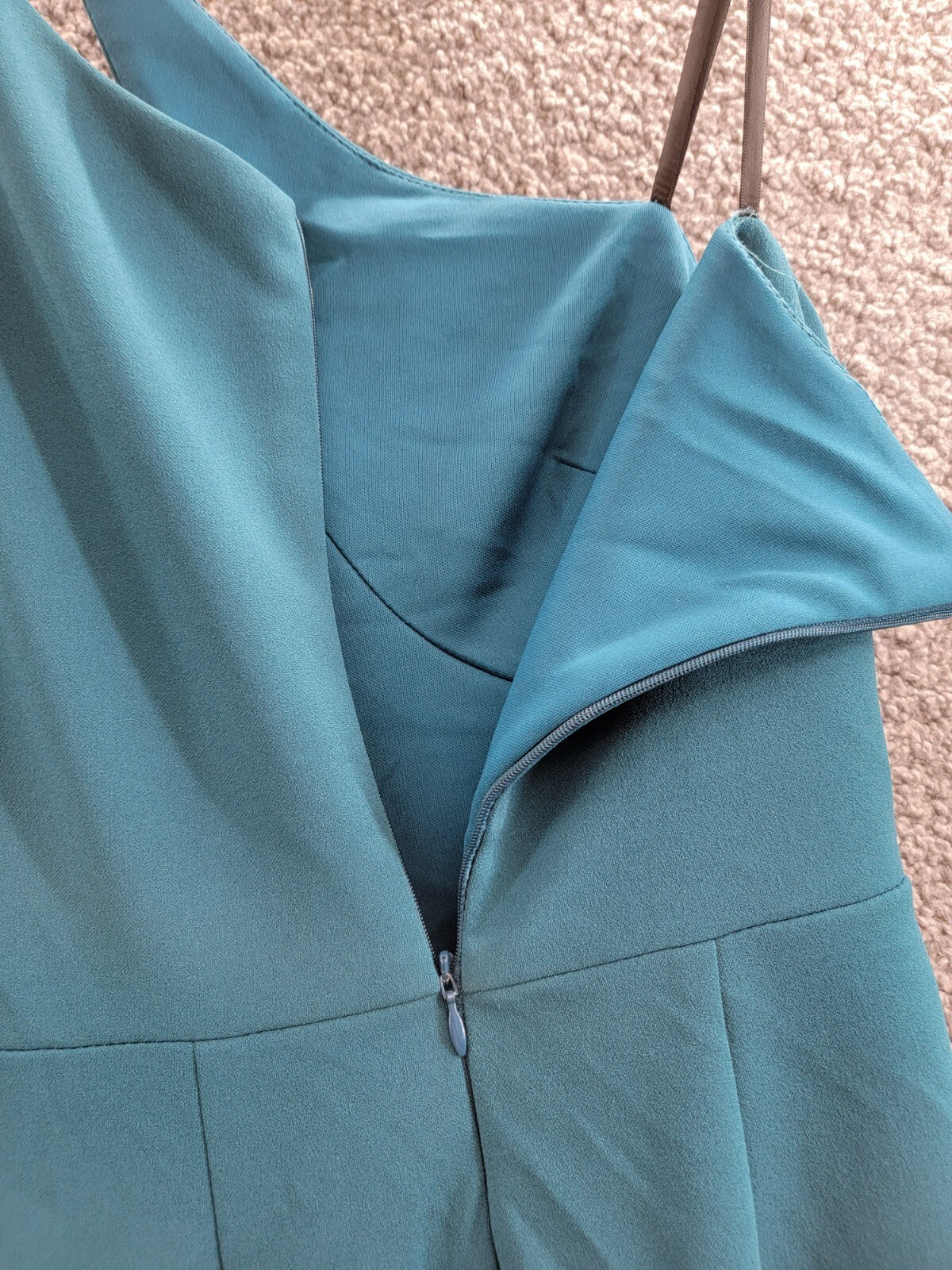 AQUA Cutout One Shoulder Gown Women's 0 Azure Solid Asymmetric Back Zip Closure - Picture 12 of 15