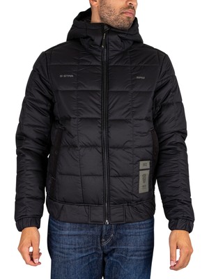 G-STAR RAW G-STAR RAW MEN'S MEEFIC HOODED QUILTED JACKET, BLACK