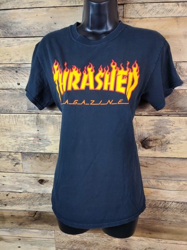Thrasher Magazine Tshirt Women Size Small Faded Black Chest