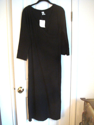 NWT THE PERUVIAN CONNECTION BLACK CROSSOVER NECK DRESS size L
