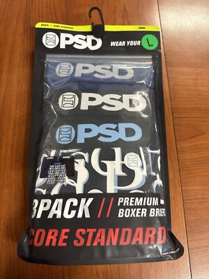 PSD 3 Pack Premium Boxer Briefs Core Standard Men's LARGE (36-38)