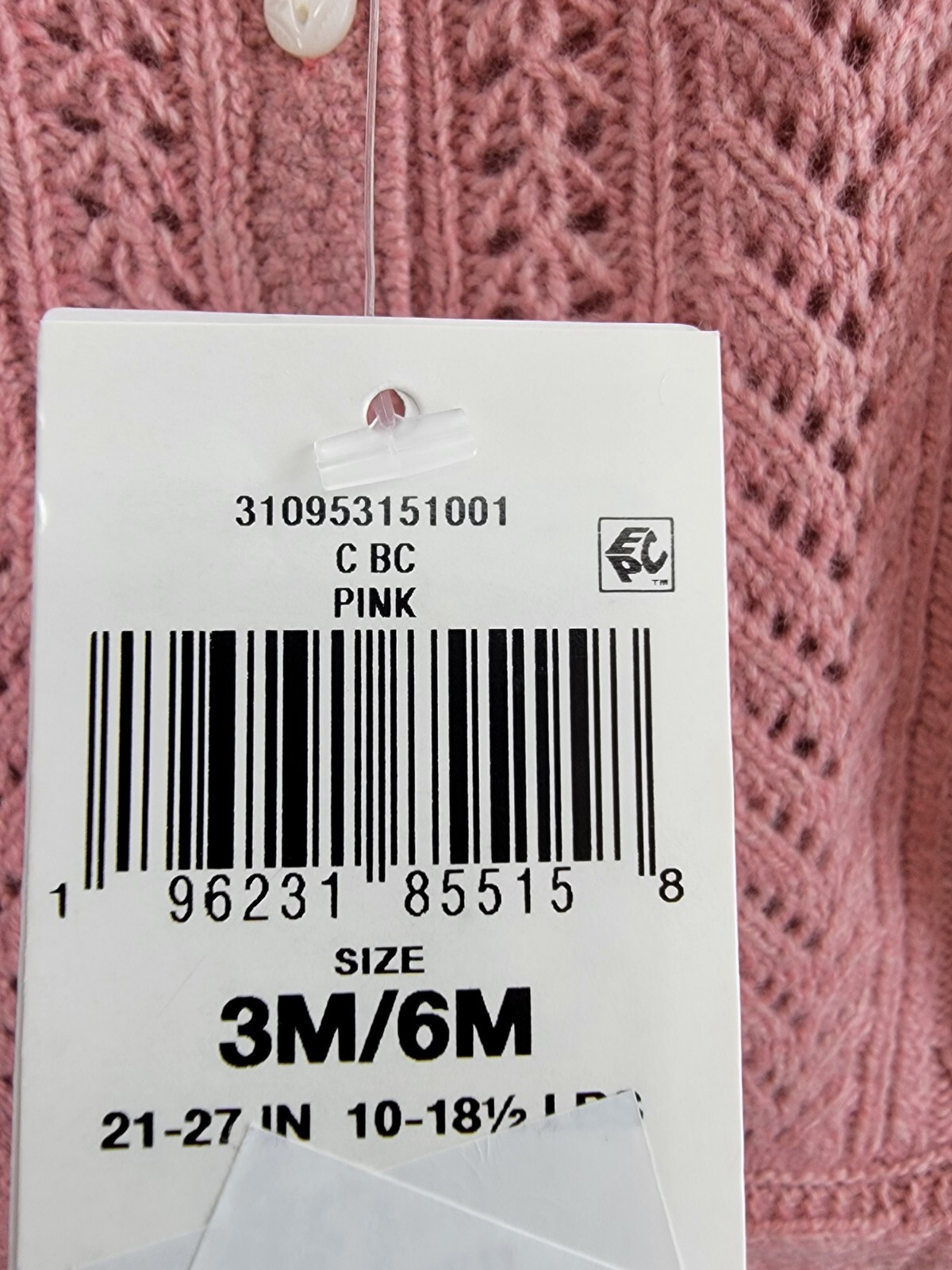 Ralph Lauren Wool Blend Mixed Knit Cardigan Baby Girls' 3-6Mos Pink Long Sleeve - Picture 17 of 17