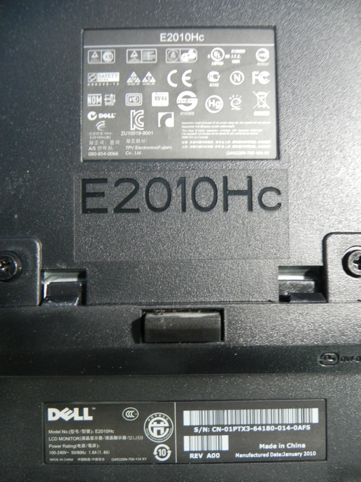Dell E2010Hc Monitor, 1600 x 900, 20