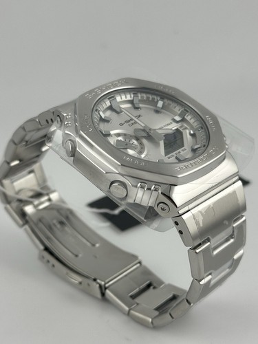 Pre-owned Casio G-shock Gm2110d-7a Stainless Steel Silver Watch In Box