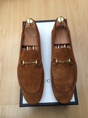 GUCCI LOAFERS SHOES SUEDE TAN BROWN 