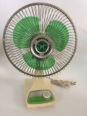 Vintage Sears 12'' 3 Speed MCM Green Electric Oscillating Fan Model 453