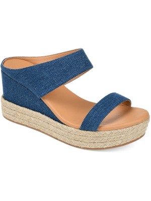 

JOURNEE COLLECTION Женские темно-синие эспадрильи на платформе 1-1/2 дюйма Alissa на танкетке, Navy, ALISSA-SLIDE