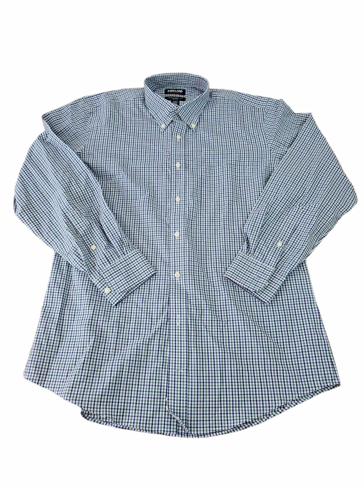 Kirkland Mens Traditional Fit Non-Iron Dress Shirt - GREEN - 15.5 x 32/33