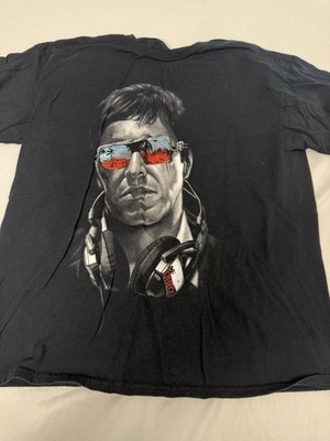 Vintage Y2K Scarface Tony Montana T-Shirt DJ Headphones Miami Sunglasses Black