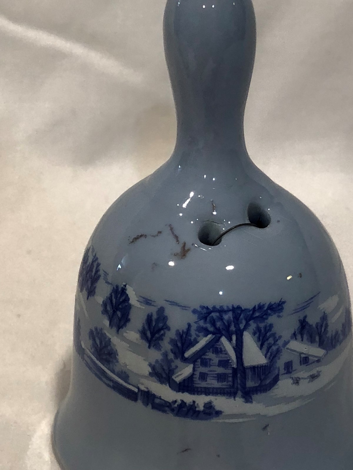 Blue Farm Winter Scene Mini Dinner Bell 3 ¼” Tall