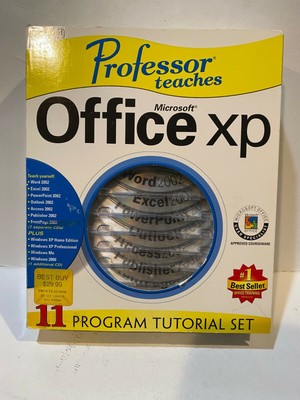 Professor teaches Microsoft office xp -11 program set on 8 CD-ROMs