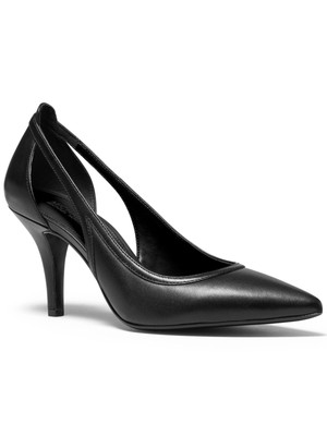 

MICHAEL KORS Женские черные кожаные туфли-лодочки Nora Stiletto без шнуровки с вырезами 9 м, Черный, 40T0NOMP1L