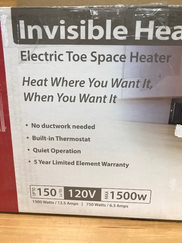 Fahrenheat 1,500-Watt Toe Space Electric Heater w/ Built-In Thermostat Open Box