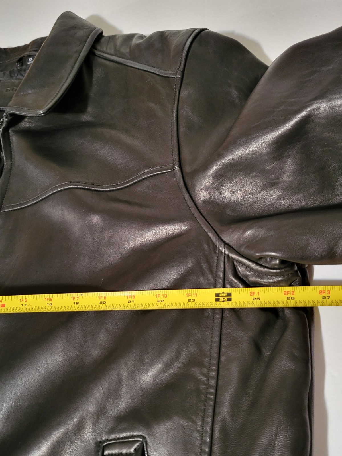 (#C) Dockers Men's Genuine Soft Leather Jacket Coat Brown Full Zip Size Men XL 
