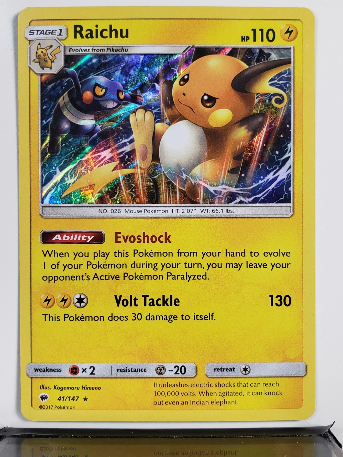 HOLO Raichu 41/147 LP - Burning Shadows Sun Moon Pokemon HOLO Raichu 41/147 LP - Burning Shadows Sun Moon Pokemon