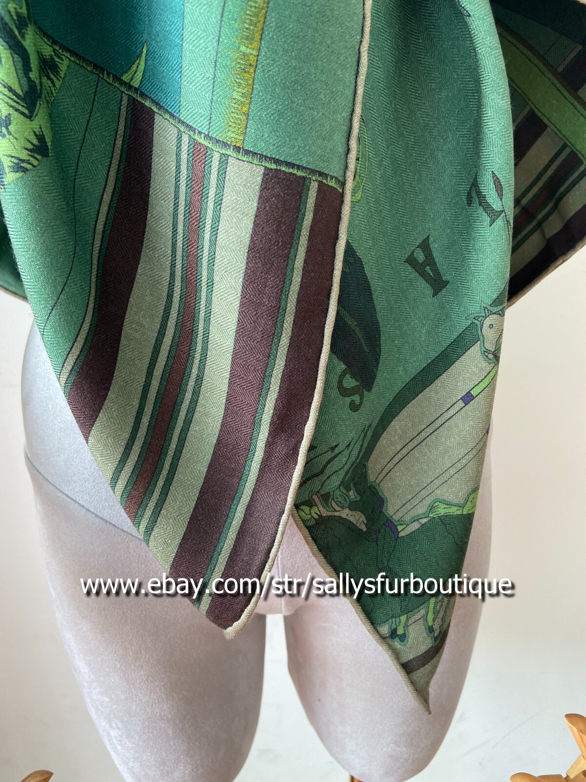 Sallys 70% Cashmere & 30% Silk Wrap Scarf Indian Print Double Face Shawl 53"