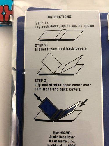 It's Academic XXL Jumbo Book Cover Stretches to Fit 10 x 15 Books -  Blue Qty 5