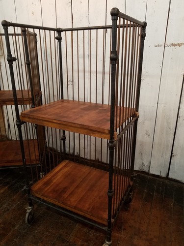 Pair Antique Vintage Factory Industrial Carts Printers Bindery Carts