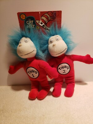 Dr Seuss Thing 1 One Thing 2 Two Stuffed Plush Cat In The Hat Kohls Official NEW