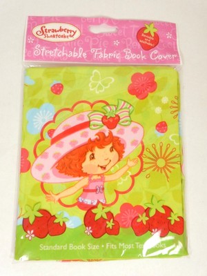 Stretchable Fabric Book Covers Lot of 2 Care Bears Strawberry Shortcake Reusable