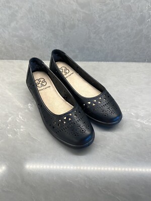 Daisy Fuentes Black Hidden Heel (Look Like Flats) Cut Out Slip On Shoe Size 6