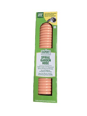 Expert Gardener 25' Spiral Garden Hose Lightweight UV Resistant Anti-Kink, Peach