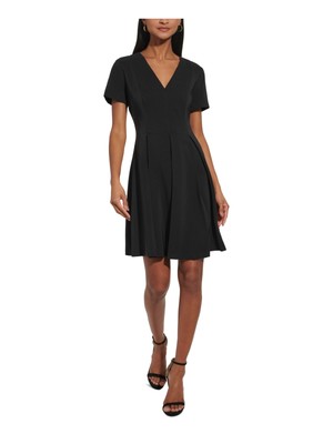 TOMMY HILFIGER Womens Black Unlined Short Sleeve Short Dress Petites 12P
