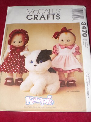   McCALL'S #3470 - CUTE 14'' KEWPIE CLOTHING & DOODLES THE DOG PATTERN  FF