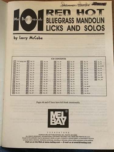101 Red Hot Bluegrass Mandolin Licks & Solos Larry McCabe w/ CD 2002, Soft Cover