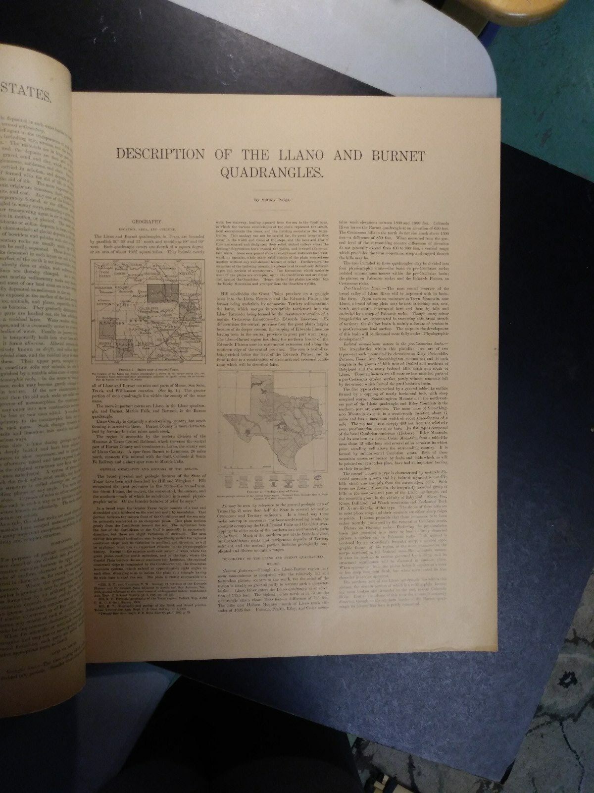 1912- Geologic Atlas. Llano-Burnet , Texas -U.S Geological Survey
