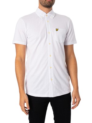 Lyle & Scott Men's Short Sleeved Pique Shirt, White